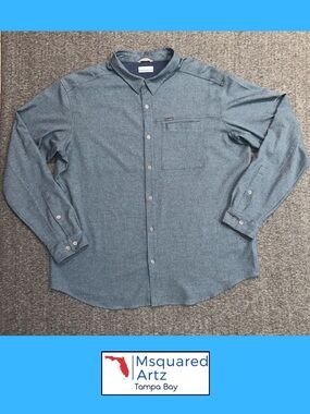 Columbia Button Up Shirt Mens XXL Blue Omni Shade Fishing Hiking Casual